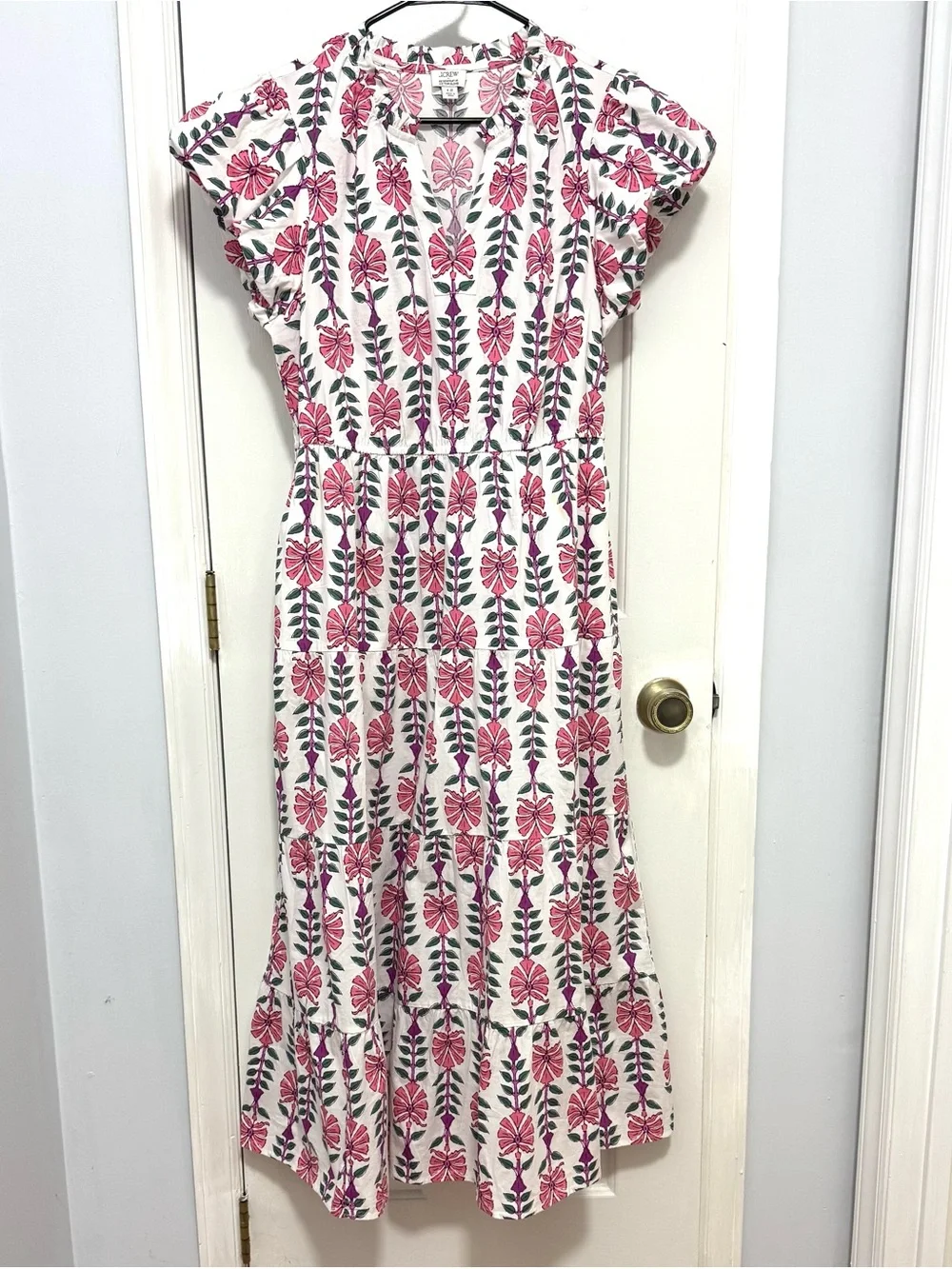 J. Crew Block Print Floral Puff Sleeve Maxi Dress 12